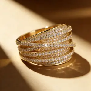 1PC fashionable multi-circle synthetic zirconia stone inlaid ring, elegant and grand style, crafted with exquisite workmanship, suitable for professional women to wear during business activities or daily dressing