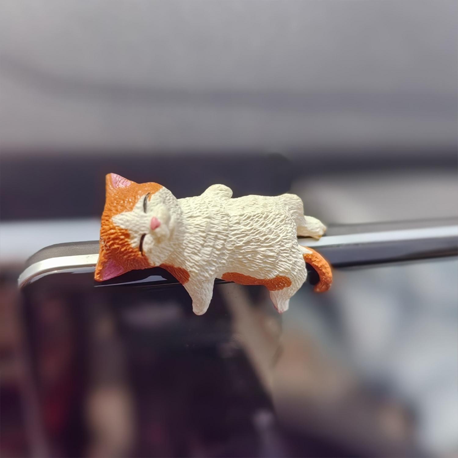 Mini Cat Desk Figurines, 5 Pcs/Set Resin Multi-Pose Kitty Ornaments, Cute Cartoon Style Home and Office Decor, Playful Charming Desktop Companions