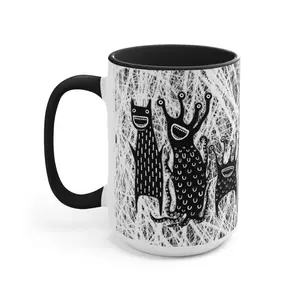 15oz COFFEE MUG Monster Folk Art Housewarming Birthday Gift Illustration Funny Creepy Weird Stuff Quirky Tea Gift Ceramic Best Friend Gift