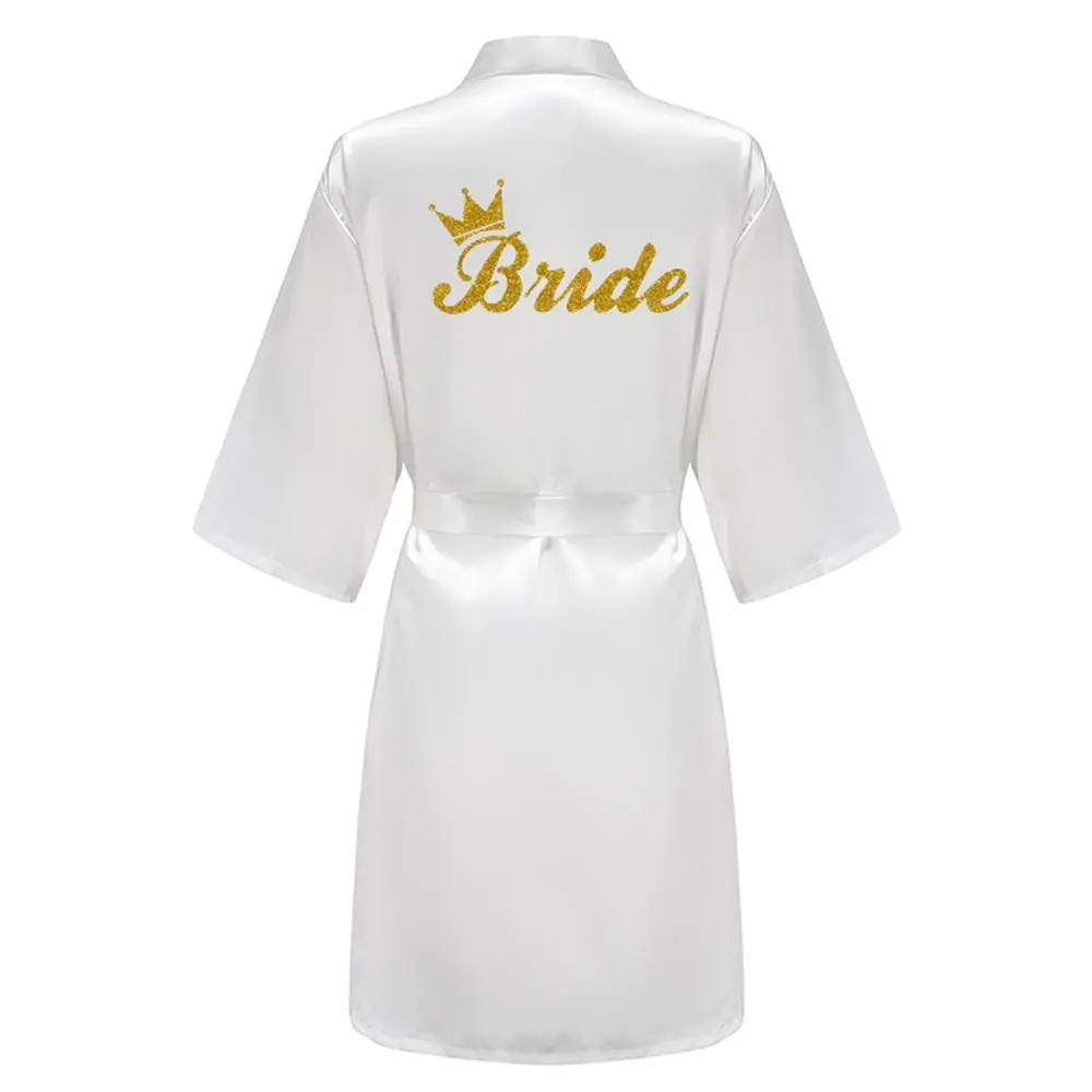New Champagne Bathrobe Bride Satin Robe Women Bridal Party Sister Team Mother of the Bride Gift Bridesmaid Wedding Short Robes