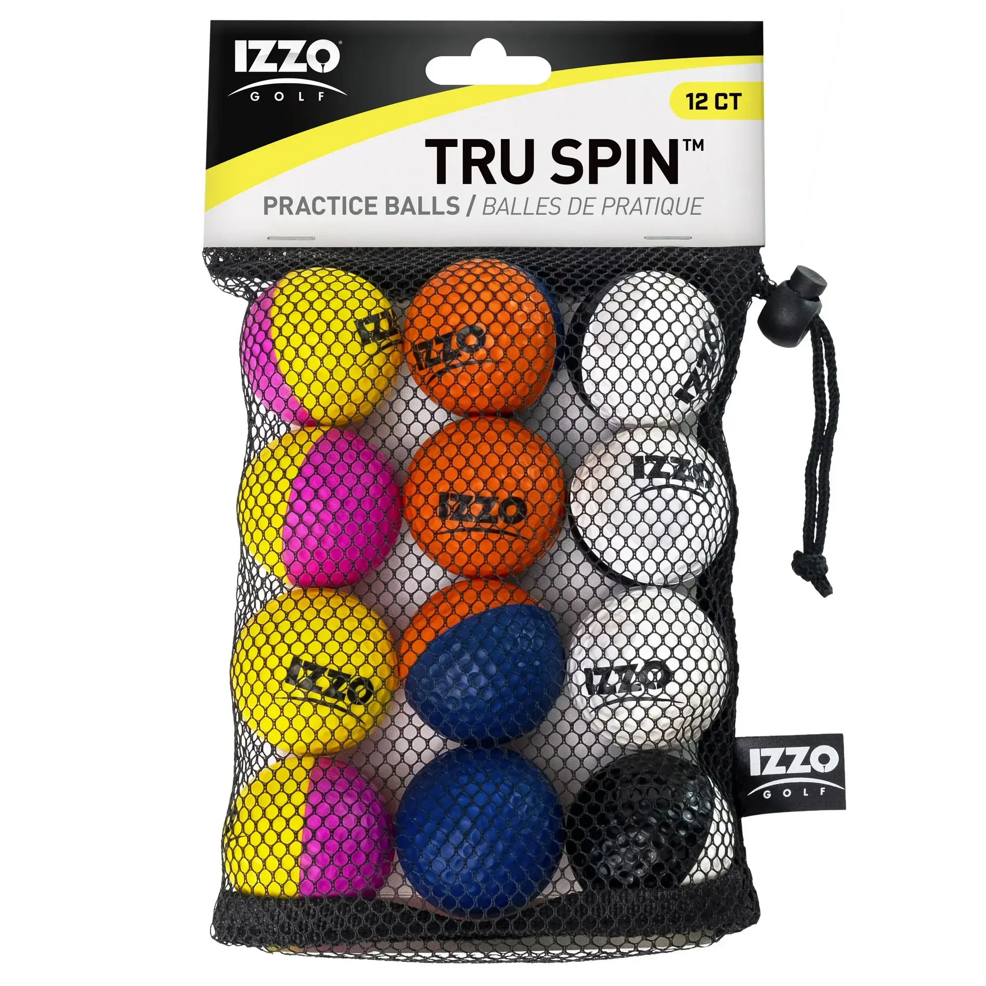 Izzo Golf Tru-Spin Practice Balls - 12 Pack Foam Mesh Soft-Flight Golf Practice Equipment, Adult Training Aids with Visible Spin & Instant Short Game Feedback