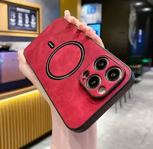 MagSafe Vegan Leather Case for iPhone 15  – Smartphone Red, Wireless Charging Compatible, Full Camera Protection & Premium Slim Design