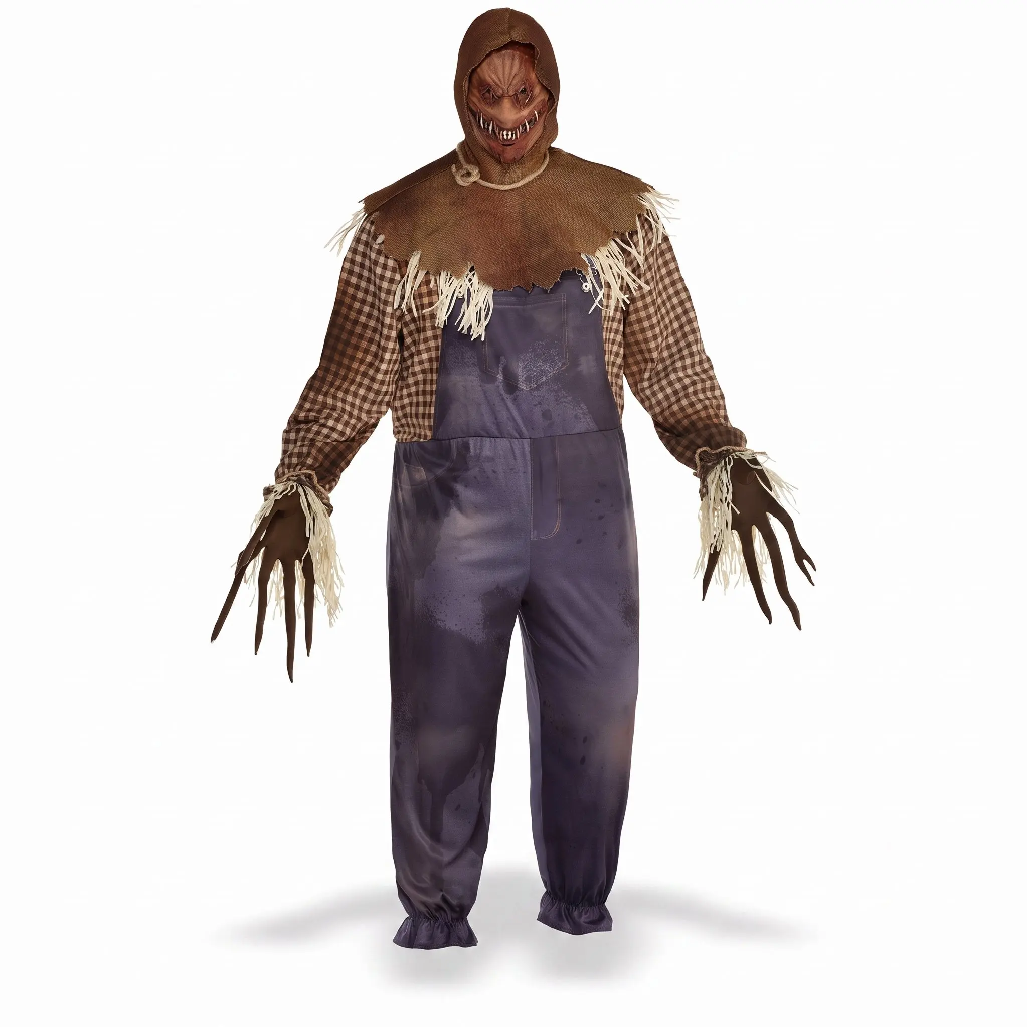 Men's Sinister Scarecrow Halloween Costume with Mask and Gloves