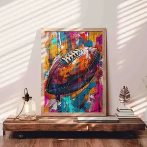 Colorful American Football 1000 Pieces Jigsaw Puzzle, Vibrant Sports Art for Adults, Fun Brain Challenge and Family Game, Relaxing Gift and Wall Decor, Size 27.5x20inch(70x50cm)