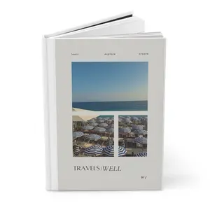 Travels Well Travel Notebook Learn Explore Create Beach Umbrellas Design Perfect for Travelers and Writers No Warranty