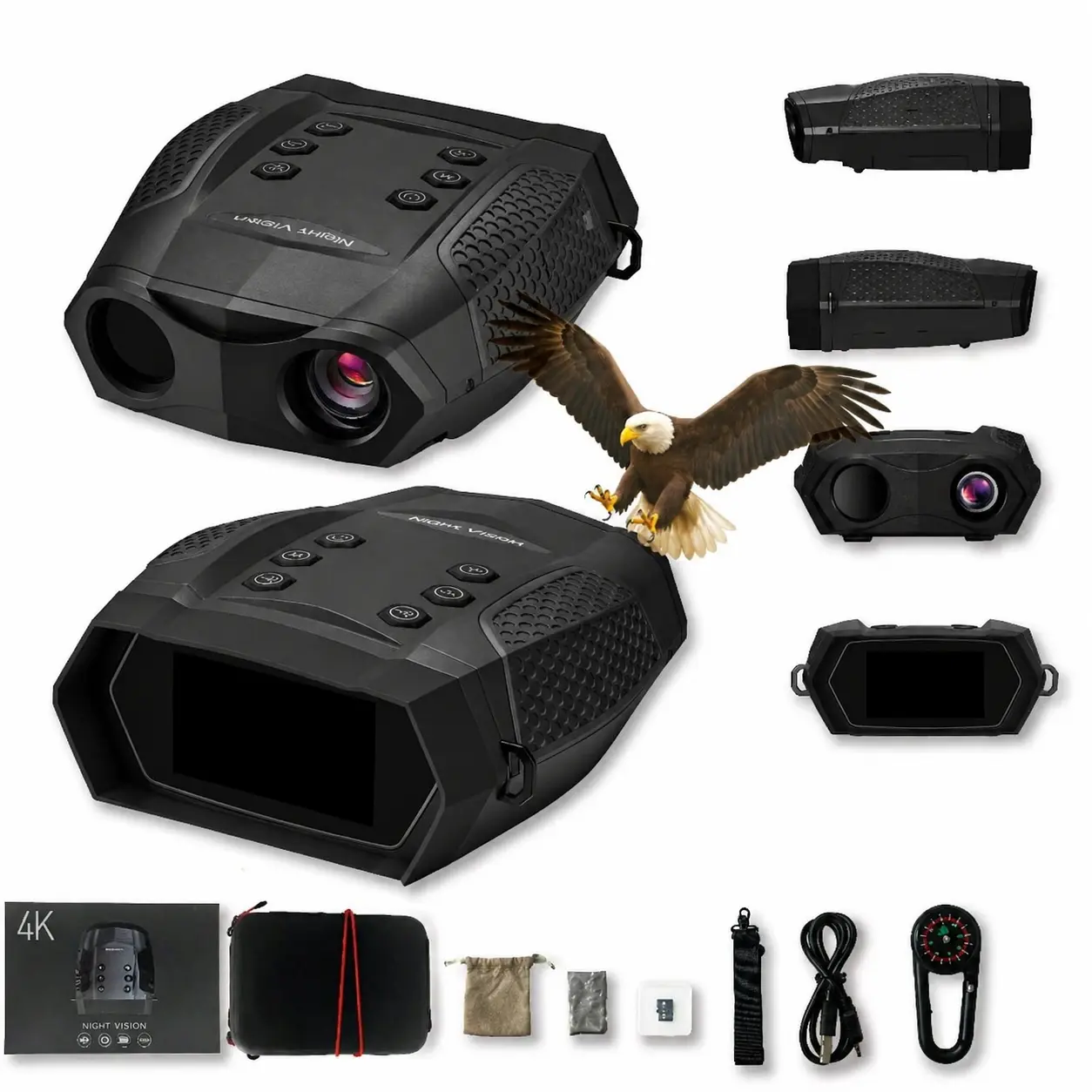 4K Night Vision Binoculars - 8X Zoom, Day & Night Clarity, Waterproof, with 3" LCD Screen