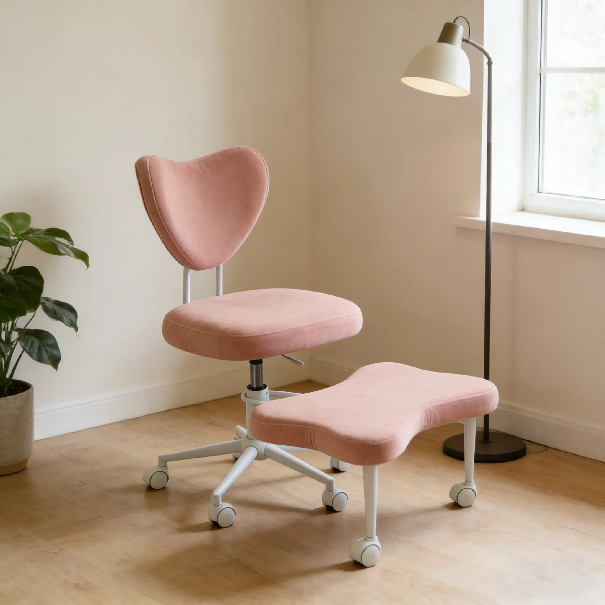 DOMISO Ergonomic Meditation Chair Adjustable Height Cross Legged Kneeling Chair with Lumbar Support Rolling Office Chair for Prolonged Sitting