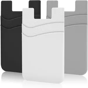 Phone Wallet, Credit Card Holder for  of Phone Case Wallet Pocket Stick on ID Bussiness Cards Sticky Pouch Compatible with ,  Galaxy, Android - 3 Pack Black Grey White