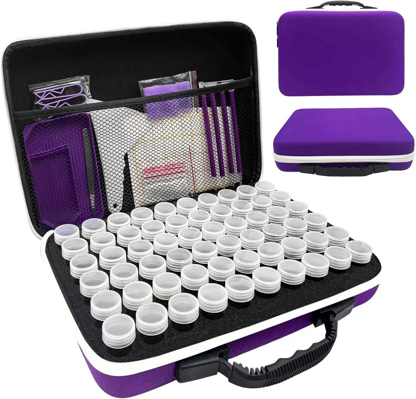60-Slot Diamond Painting Storage Container Set, Purple Compact Diamond Painting Supplies with Tools, Accessories & Stickers, Chemical Smell-Free Home Organizer Storage Box