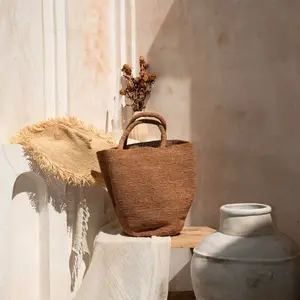 Beach Solid Open Top Raffia Tote