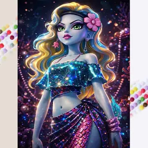 5D DIY Full Drill Round Diamond Painting - Diamond Painting Kit Fantasy Mermaid Mosaic Canvas DIY Wall Art, Home Wall Decoration
