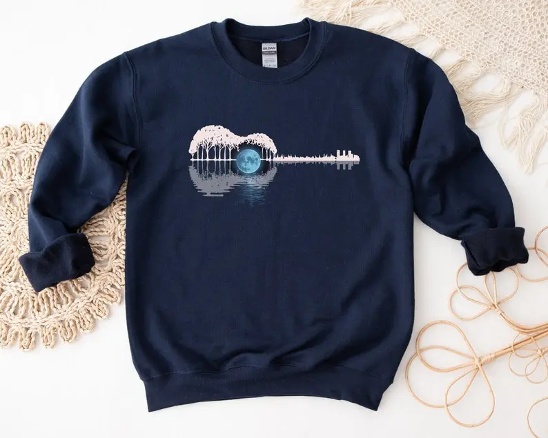 Nature Guitar Sweatshirt, Country Music Shirt, Nature Musician Gift, Guitar Apparel Shirt, Guitar Lover Gift Long Sleeve, Guitar Hoodie