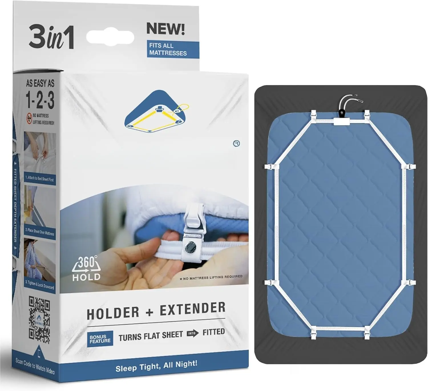 Sheet Holder Straps - Heavy Duty Gripper Clips - Strengthened Parachute Cord - 360   Sheet Tightener -  and Effective Extender - Fits  Mattress Sizes