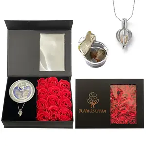 Valentines Day Gift For Her, Women, Wife, Girlfriend, Mother, Mom, Grandma Roses Flowers With Blind Box Pearl Necklace Artificial Flower Preserved Roses For Delivery, Birthday Gifts for Her