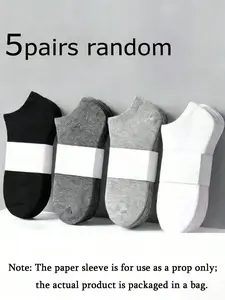 5 Pairs/20 Pairs Unisex Plain Invisible Socks, Casual Fitted Breathable Sweat-Absorbing, Suitable for Daily Wear, Business, Sports, Home, School