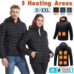 9 Heating Zones Heated Jacket for Men Women, Valentine's Day Style, 3 Temperature Settings, Lightweight Warm Fleece Zip Up Winter Coats, For Winter Outdoor Work Hiking Camping Sports