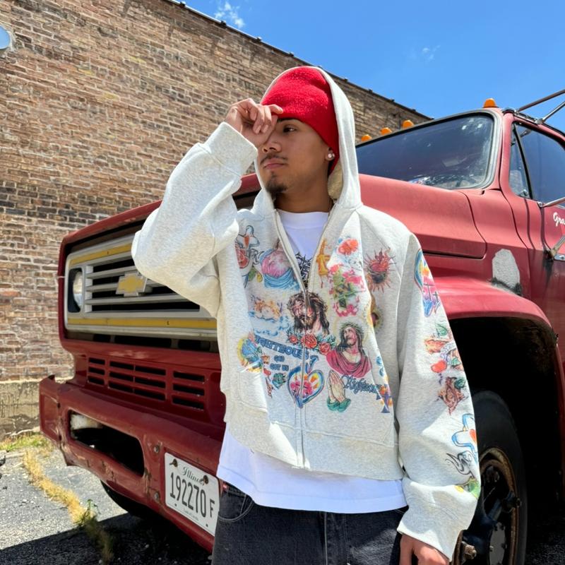 American retro gothic rock letter print hooded Harajuku loose fit versatile sportswear couple style sweatshirt