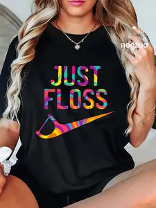 100% Cotton Just Floss Funny Dental Oral Hygienist RDH Dentist Assistant T-Shirt