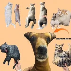 Customized Ugly Pet Pillow Personalized Plush Filled Animal With Pet Photos Soft Fabric Cute And Fun Gift For Cat And Dog Enthusiasts Mixed Colors Comfortable Home Decor Vibrant Pillow Customizable Textiles Father's Day Mother's Day All Seasons