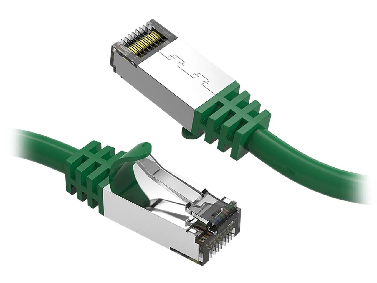 Nippon Labs Cat8 RJ45 2ft Ethernet Patch Internet Network LAN Cable, In/Outdoor, 26AWG, Shielded Latest 40Gbps 2000MHz, Weatherproof S/ftP -in Wall, Outdoor for Gaming/Router/Modem/PC/Switch (Green)