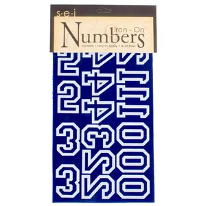 9-147 Varsity Numbers Team Pack - 2 inch Blue Flock Iron-on