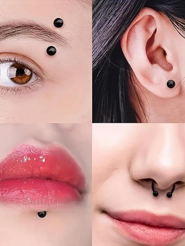 40-Piece Minimalist Stainless Steel Nose Studs and Lip Rings Set, Hypoallergenic Body Jewelry for Men and Women, Versatile Piercing Accessories, Nose Piercings Kit