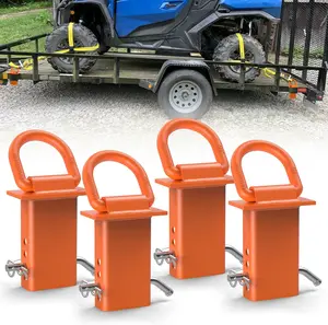 Heavy Duty 5/8 Stake Pocket Tie Down D Rings Orange 4 count, Trailer D Rings with Anti-Loss Pin, Adjustable Utility Trailer Towing Rings 18000 LBS Capacity for Flatbed Cargo  Accessories