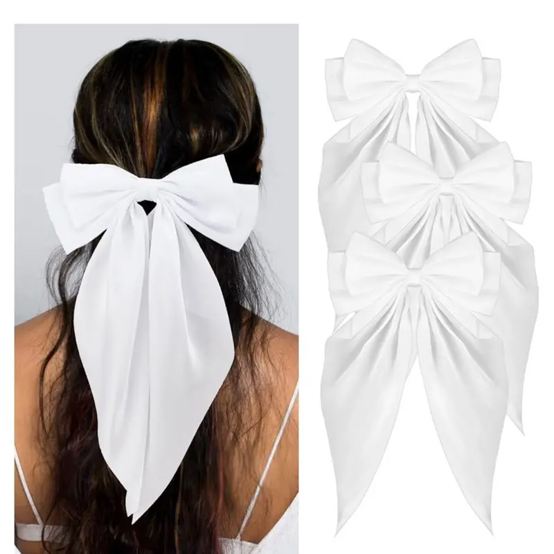 Jumbo White Hair Bow 1pc