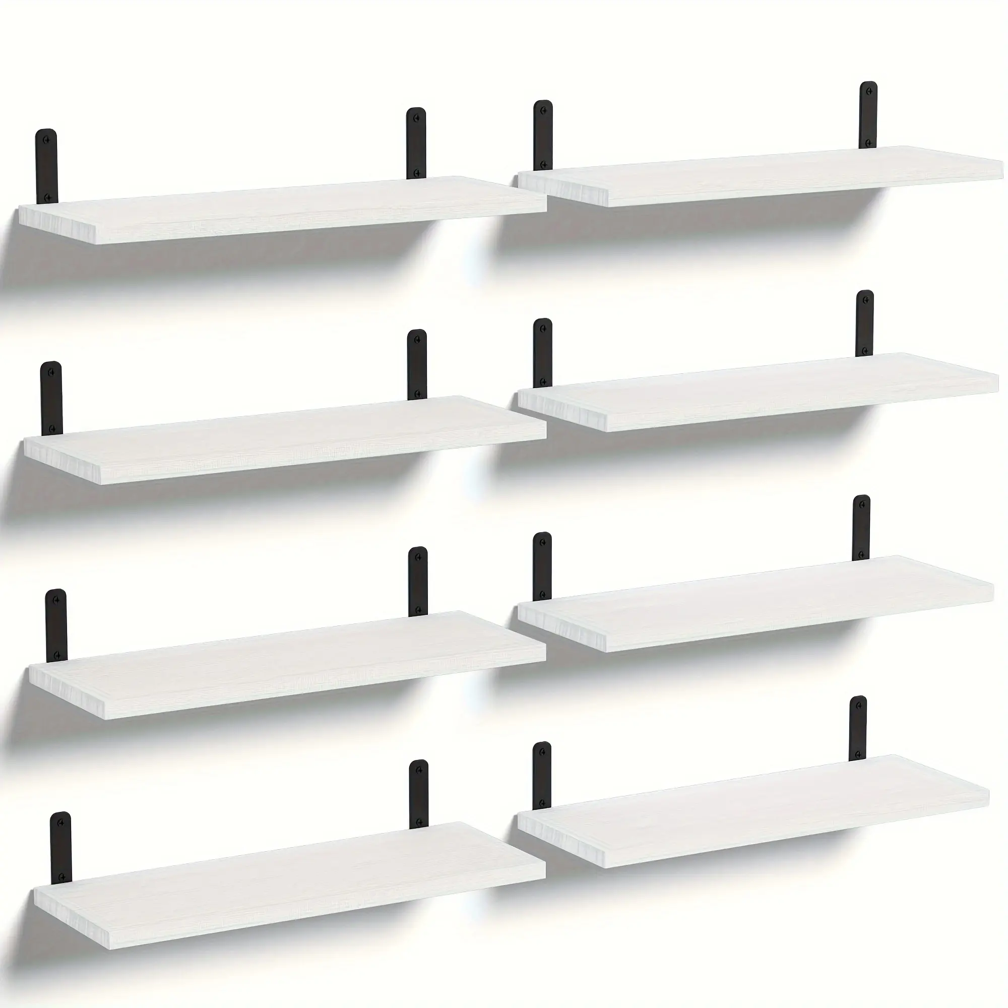8-Piece White Wooden Wall Shelf Set, Wall-Mounted Space-Saving Storage for Bedroom, Bathroom Home Decor 8-Piece White Wooden Wall Shelf Set, Wall-Mounted Space-Saving Storage for Bedroom, Bathroom Home Decor