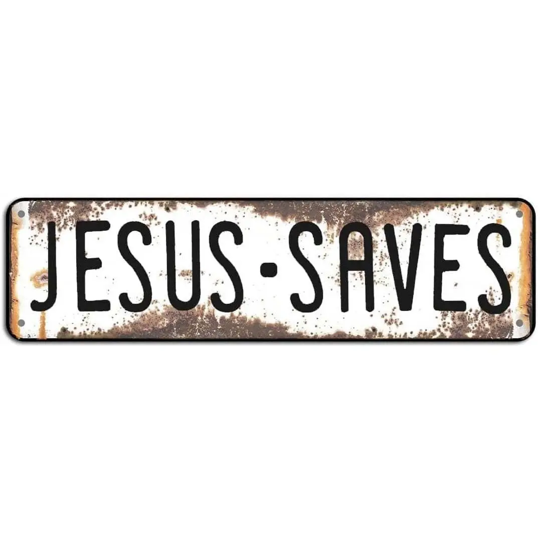 Tin Sign-Jesus Saves Cave Housem Wall Decor Quotes Custom Metal Tin Sign 4x16Inch,Vintage Metal Tin Sign Home Office Decorations