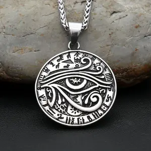New Classic 316L Stainless Steel Eye of Horus Necklace For Men Women Ancient Egyptian Pharaoh Runes Pendant Amulet Jewelry Gifts