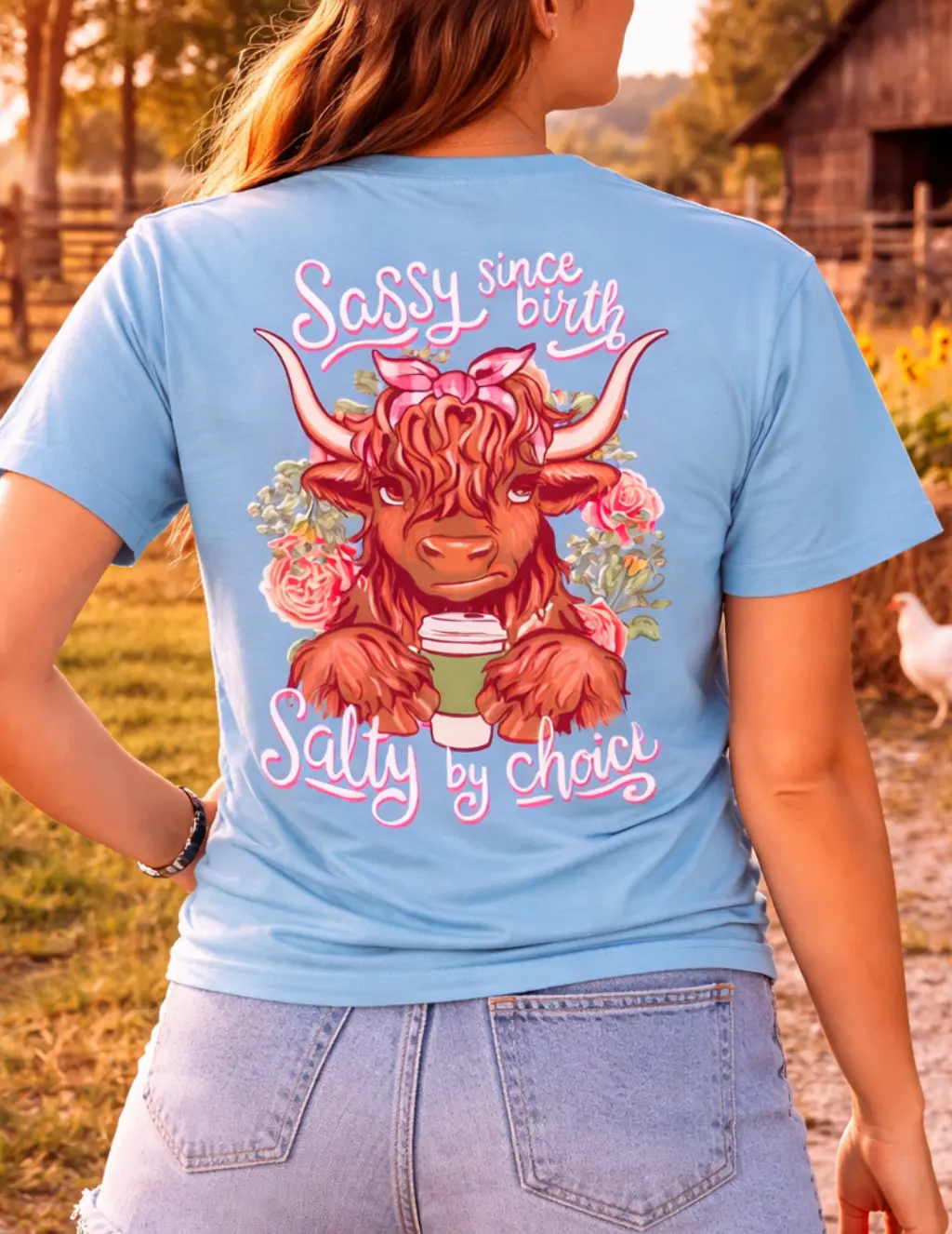 Southern Attitude Salty By Choice Cow T-Shirt