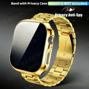 KAYKWONG'S Stainless Steel Solid Band with Privacy Protection Case, Smart Watch Straps, Compatible with Apple Watch Series 11/10/9/8/7/6/5/4/3/2/1/ Se2, 49mm 46mm 45mm 44mm 42mm 41mm 40mm 38mm