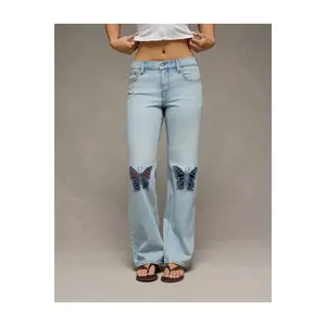 AE High-Waisted Butterfly Appliqué Stovepipe Jean