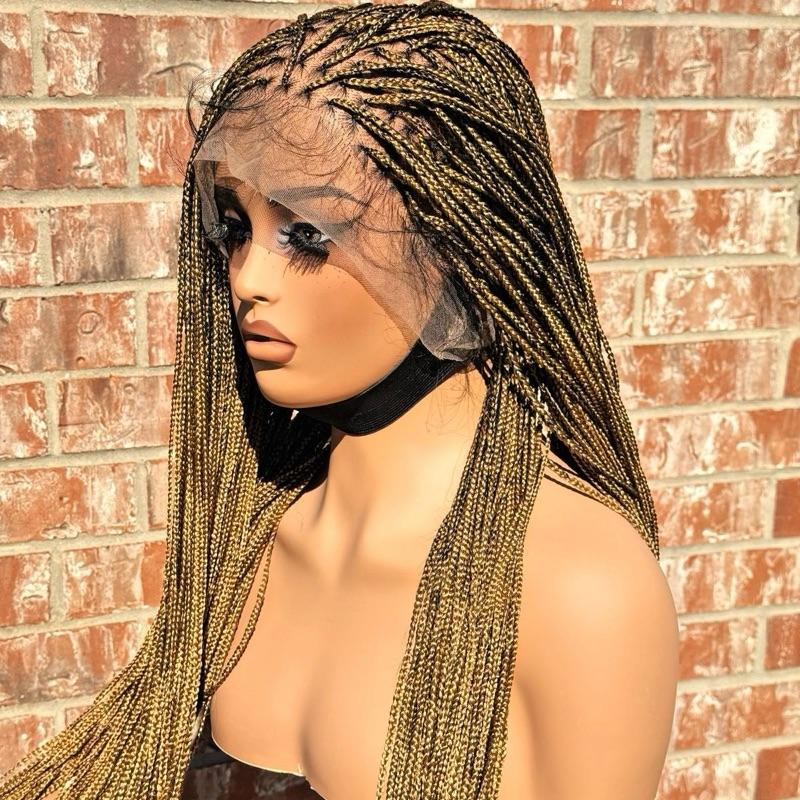 Micro Knotles braids made with fiber lace. Made with a 360 full lace in color 27 available in 30 inches