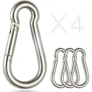Stainless steel carabiner spring snap hook-304 stainless steel heavy duty clips, set of 4