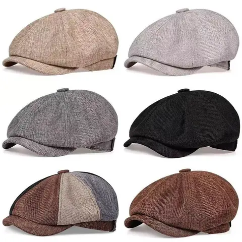 Men's Vintage Peaky Blinders Octagonal Newsboy Cap - British Heritage Style, Breathable Acrylic Structured Casual Outdoor Hat, Male Adults' Men's Accessories, Sports & Outdoor Accessory
