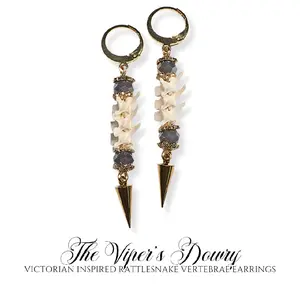 Victorian Inspired Rattlesnake Vertebrae Earrings Oddity Jewelry Unique Jewelry