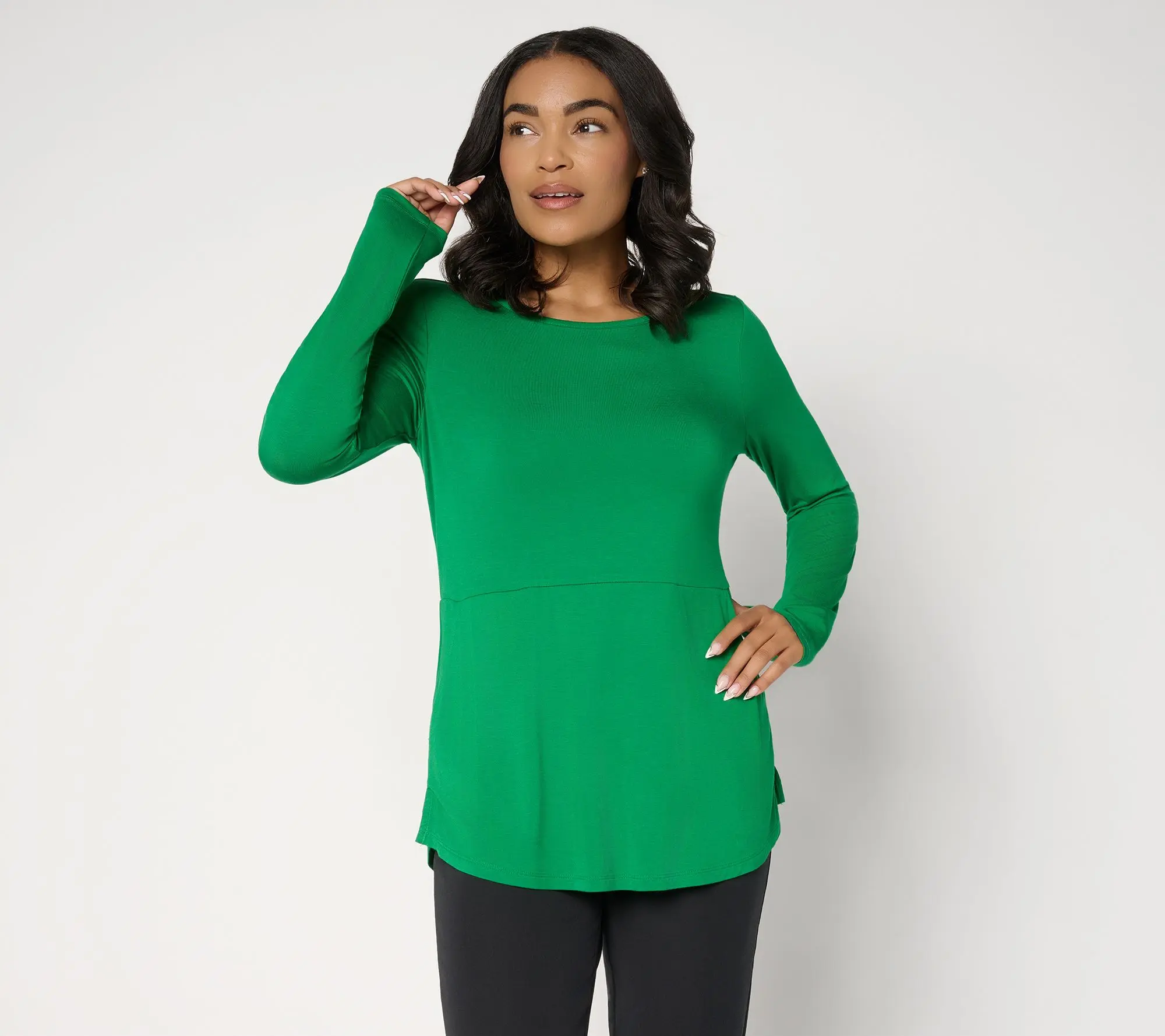 Joan Rivers Button Back Long Sleeves Tunic