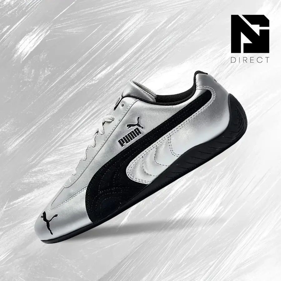 Puma SpeedcatMetallic Silver Black (Women's)– Women's Lifestyle Sneakers – shoes for woman -Vintagen - Running Shoes, Lightweight Shock-Absorbing Comfort, Breathable Everyday Fit, Gym Training to Street Casual Wear - back to school - 405357 01