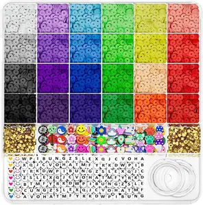 5342 PCS Clay Beads Bracelet Making Kit, 24 Colors Flat Heishi Beads for Jewelry Making with Accessories Crafts for Girls