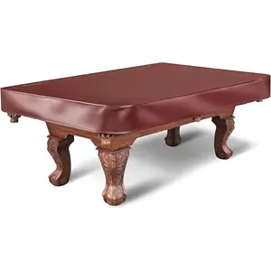 Pool Table Cover, Heavy Duty Leatherette Billiard Pool Table Covers Hard Top,  & Tearproof Cover for Pool Table 7/8/9  Fitted (Brown/Matte, 8FT-100"LX 56"WX 8"H)