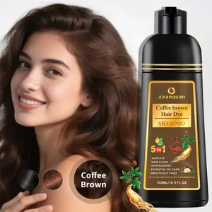 Coffee Brown Hair Dye | 5-in-1 Ginseng Shampoo | 30-Min Fast Color | 3-Month Lock | Ammonia-Free | For All Hair