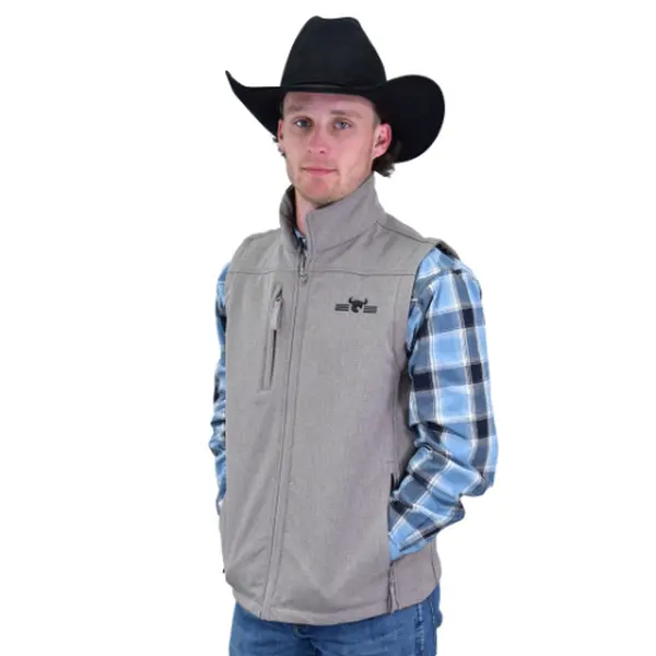 Men's Cowboy Hardware Taupe Tan "CH Fence" Polyshell Vest