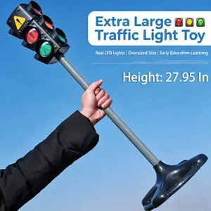 27.95 Inch Tall Realistic LED Light Up Traffic Light Toy, Kids Traffic Safety Early Education Pretend Play Game Toy