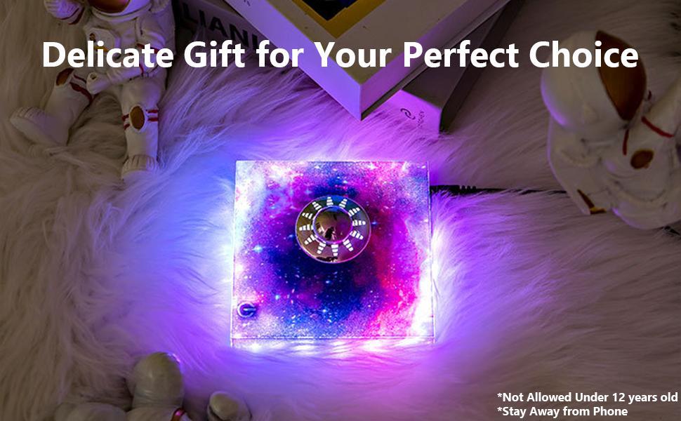 [Wireless Power Transmission] Levitating Floating UFO Lamp Lights, Magnetic Levitation Decor Display UFO, Unique Toy Gift for Desk,Room,Office, Rotating Illuminated UFO, RGB Galaxy Base, Touch Control
