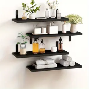Floating Shelves, Bathroom Floating Shelves Over Toilet, Rustic Bathroom Shelves With Towel Rack, Secure Storage Space For Kitchen, Bedroom, Christmas Decoration (Multicolor)