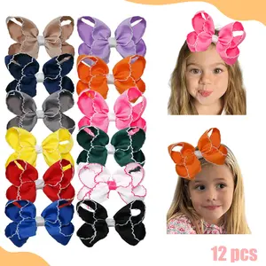 JoyBowie 12pcs High-Quality Multi-Inch Lace Bow Hair Clips, Fashionable and Trendy Bow Hair Clips, Cute Girl Hair Clips, Baby Girl Hair Accessories, Girl's Gift, New Year and Holiday Gift Hair Clips.Daily Decoration.pr