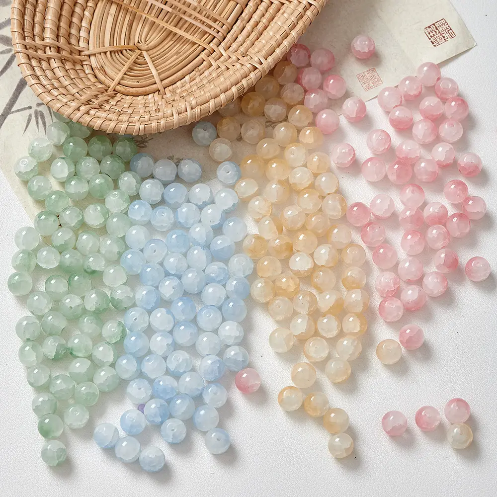 DIY Beading Kit, 10 Packs 10mm Summer Hard Candy Round Beads , Including Pendant Charms, Elastic String & Beading Needles. Great for DIY Bracelets, Friendship Bracelets, Necklaces, Phone Charms and Pet Necklaces.