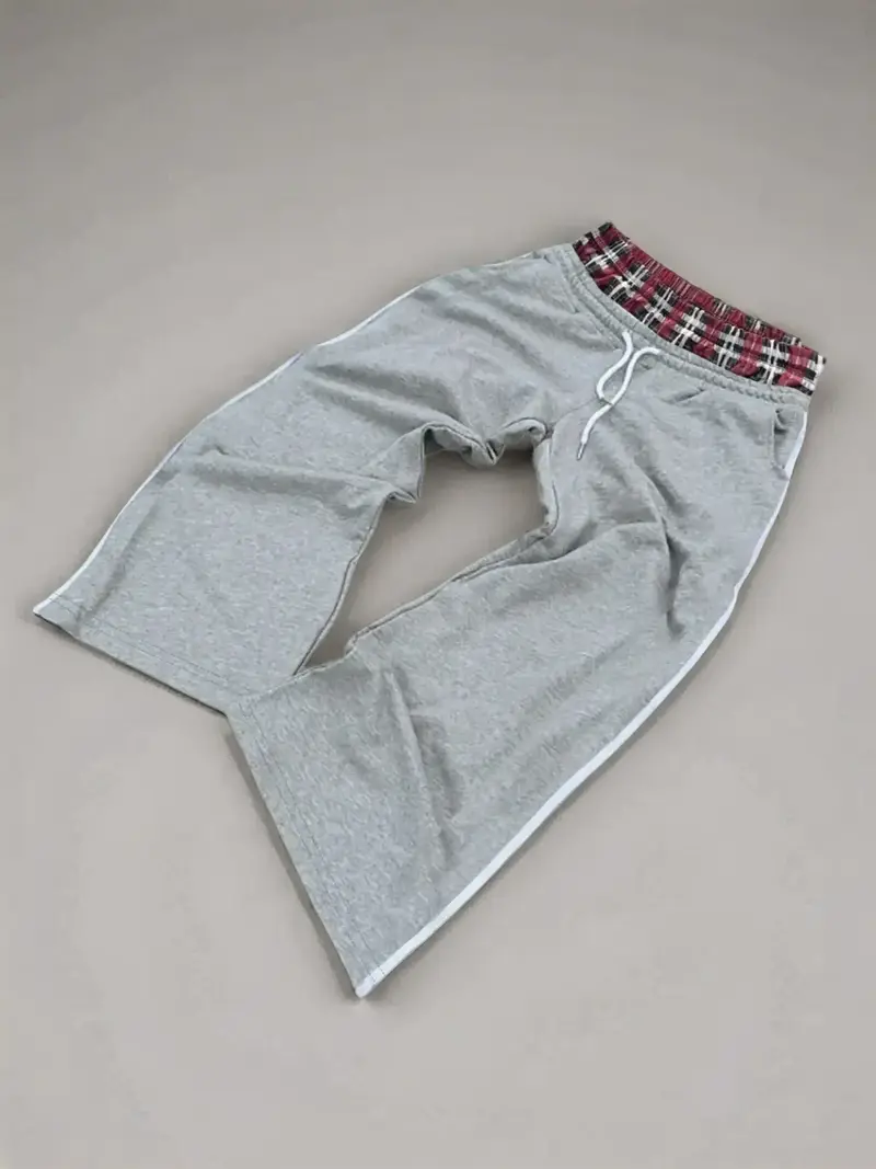 Men Women Casual Fitted Waist Belt Pants, Elastic Waistband Comfortable All Season Wear, Stylish Pocket Design for Daily Use, Menswear